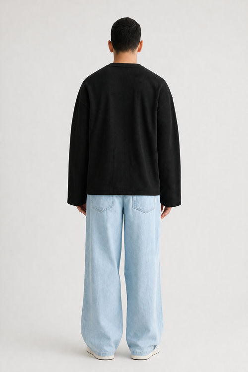 Black Waffle Full Sleeve T-shirt