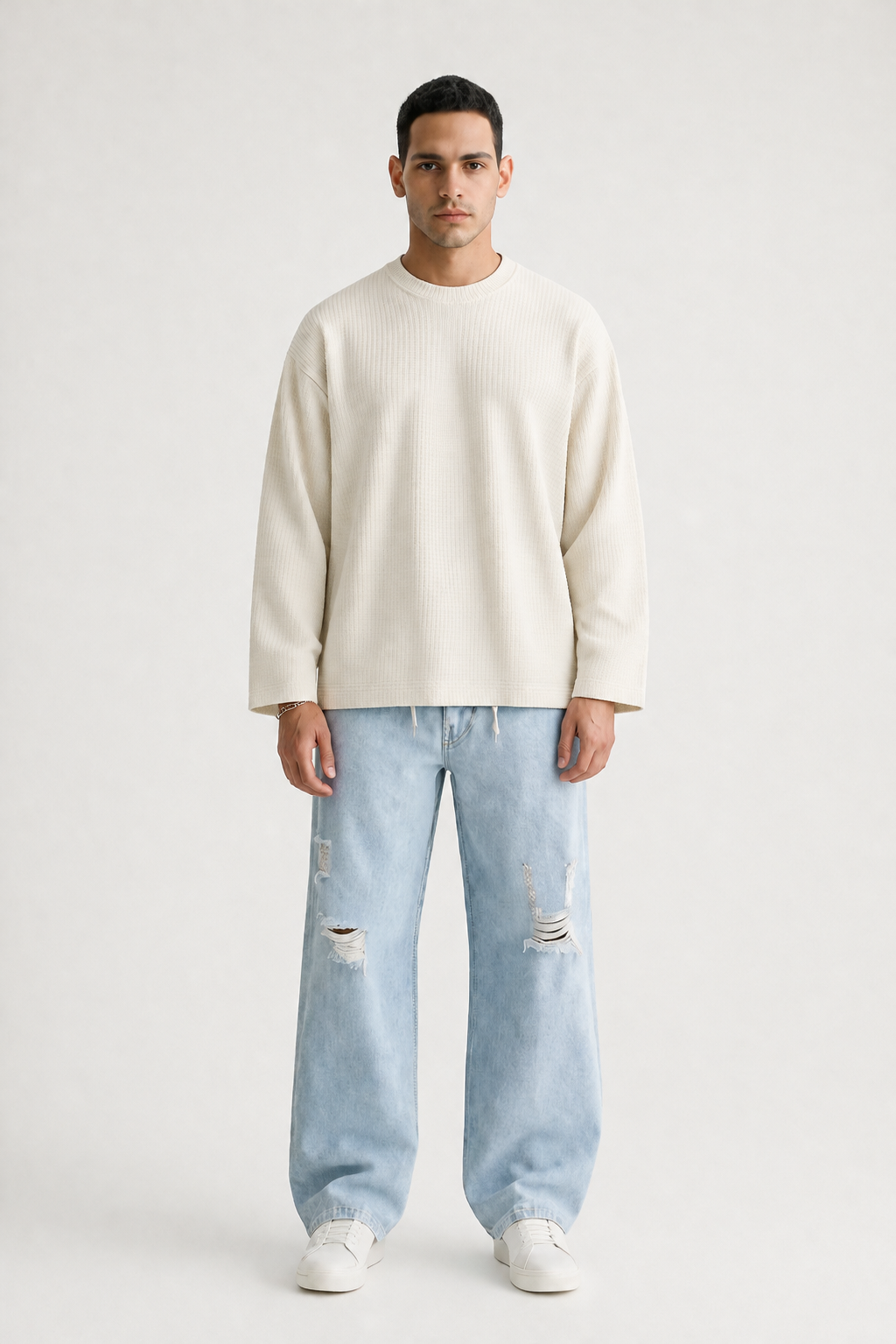 Off white Waffle Full Sleeve T-shirt