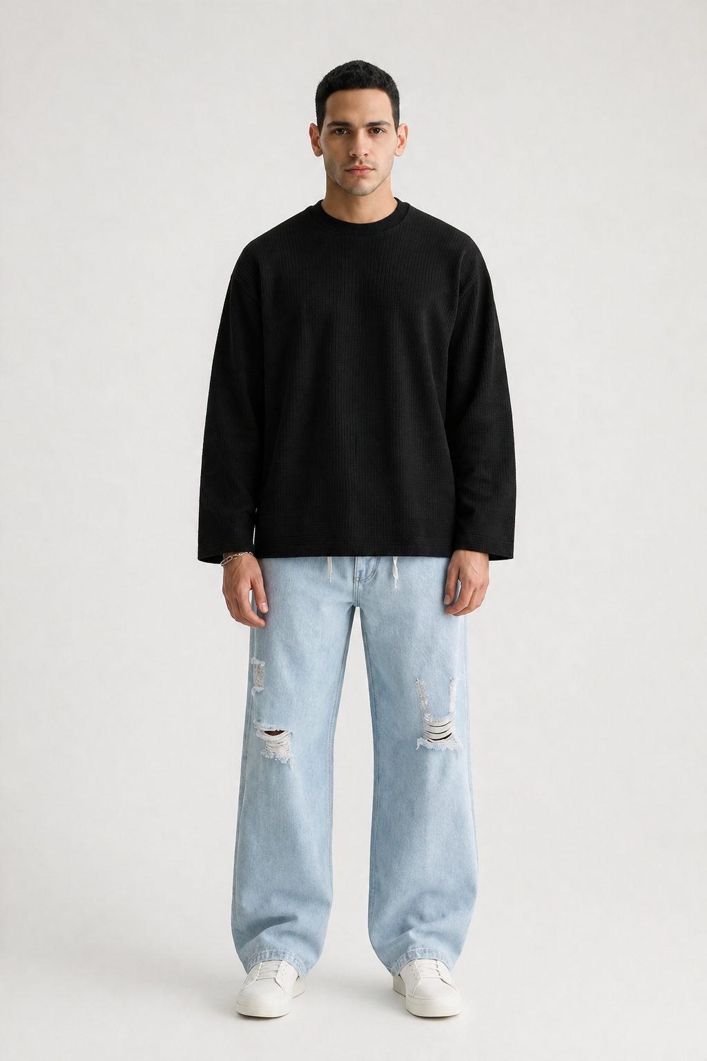 Black Waffle Full Sleeve T-shirt